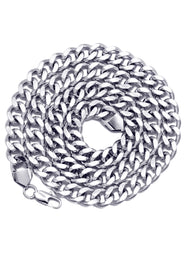 White Gold Plated Mens Cuban Curb Chain