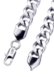 White Gold Plated Mens Cuban Curb Chain
