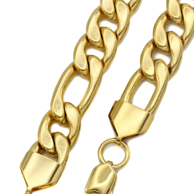 Gold Plated Mens Figaro Chain