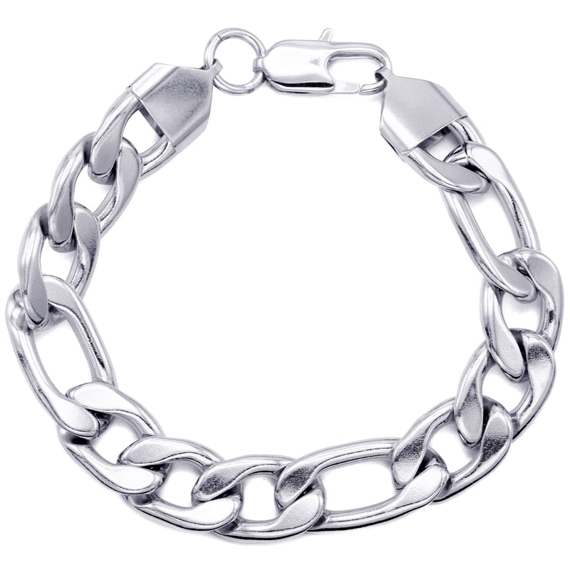 White Gold Plated Figaro Bracelet