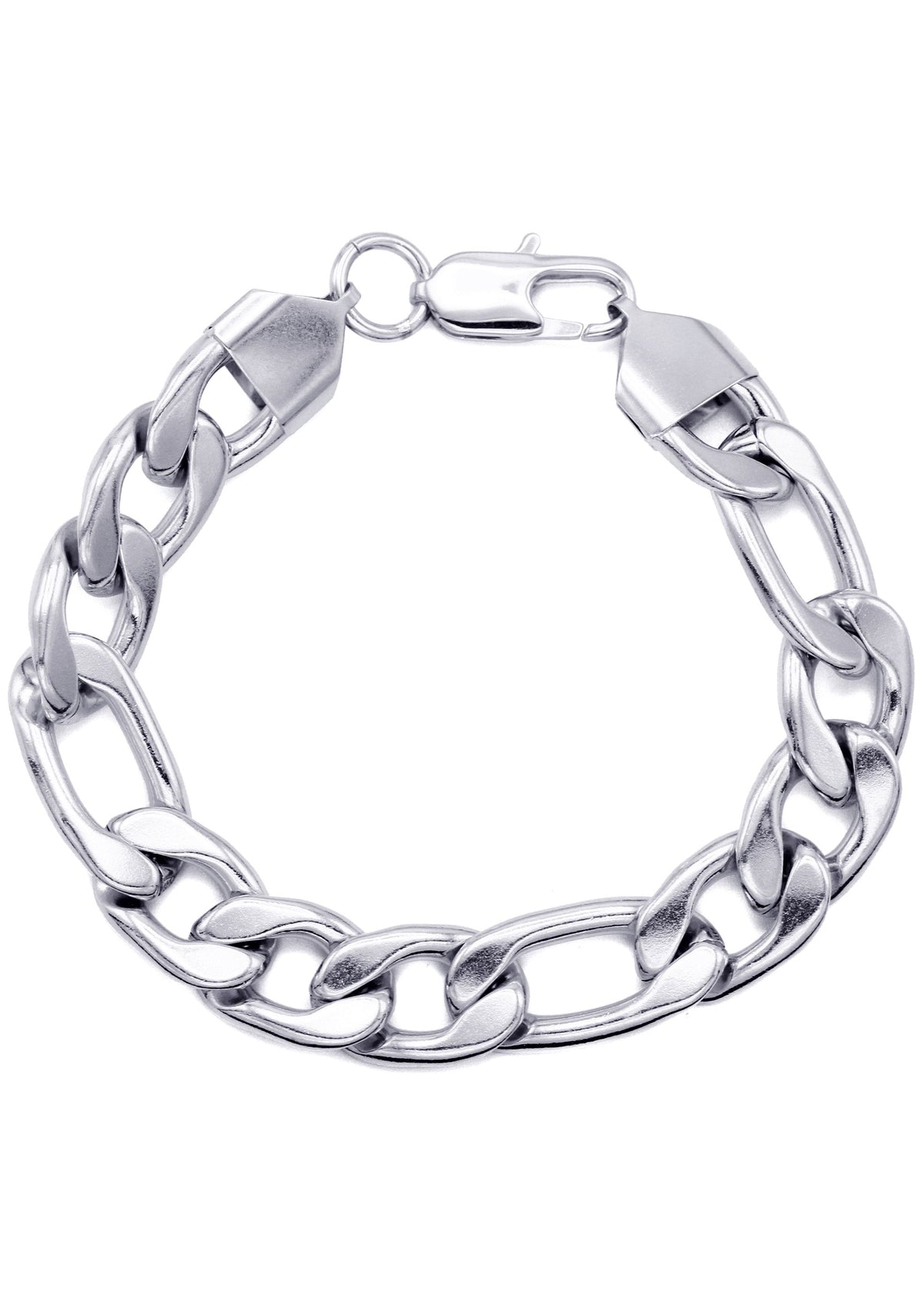 White Gold Plated Figaro Bracelet