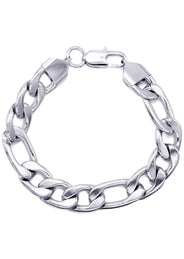 White Gold Plated Figaro Bracelet