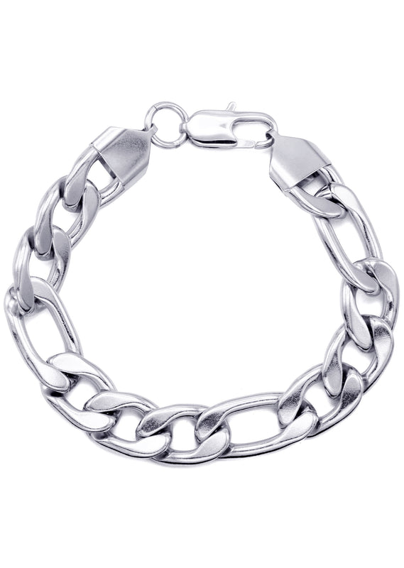White Gold Plated Figaro Bracelet