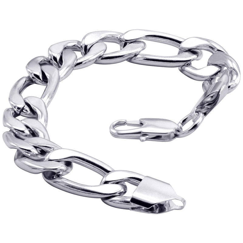 White Gold Plated Figaro Bracelet