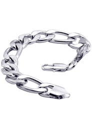 White Gold Plated Figaro Bracelet