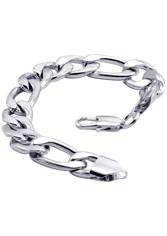 White Gold Plated Figaro Bracelet
