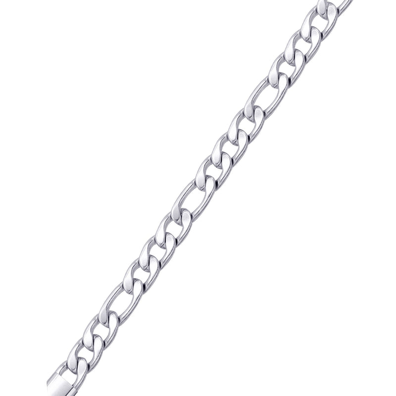 White Gold Plated Figaro Bracelet