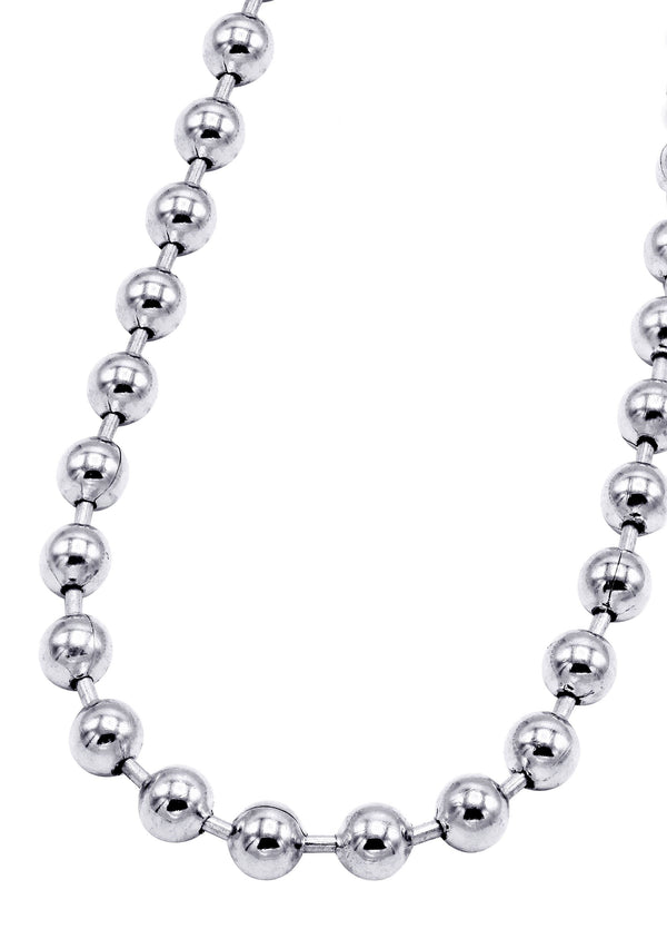 White Gold Plated Mens Dog Tag Chain