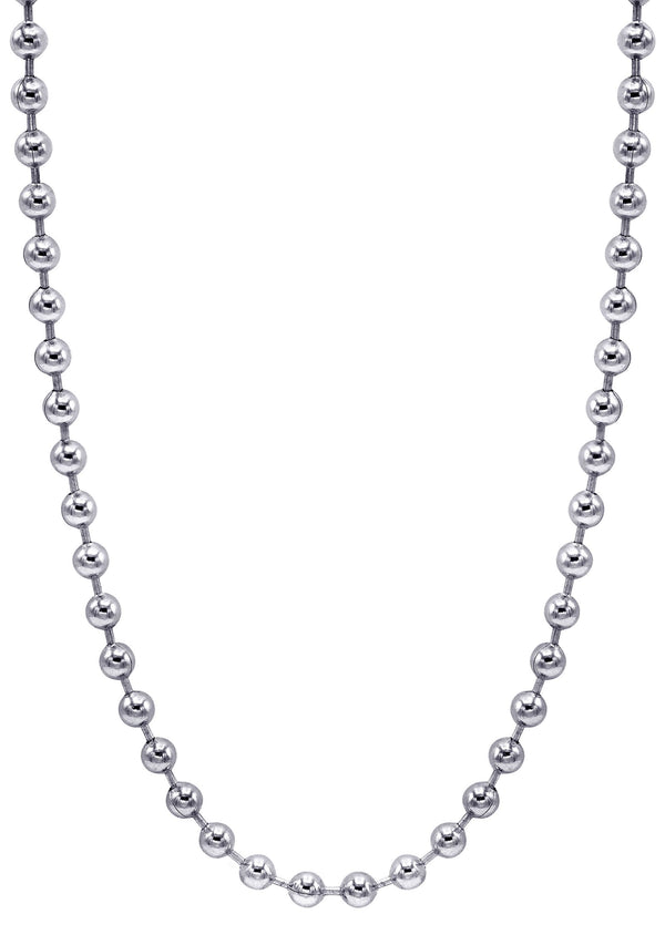 White Gold Plated Mens Dog Tag Chain