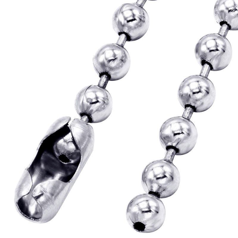 White Gold Plated Mens Dog Tag Chain