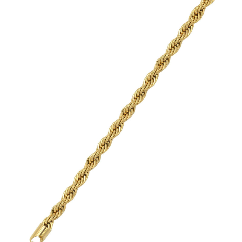 Gold Plated Mens Solid Rope Bracelet