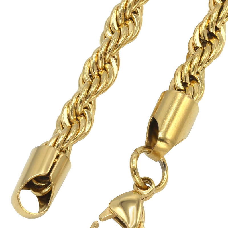 Gold Plated Mens Chain Solid Rope