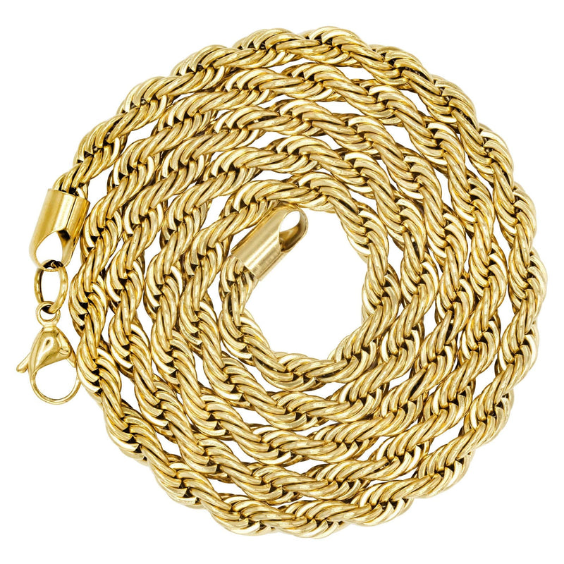 Gold Plated Mens Chain Solid Rope