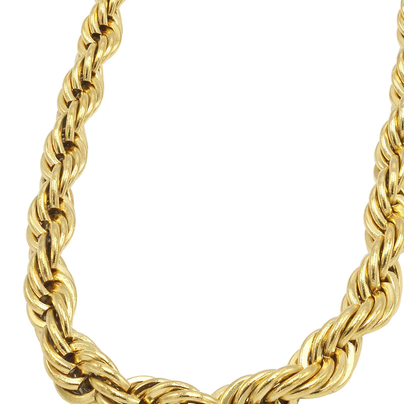 Solid Gold Plated Rope Chain & Bracelet ( 6 Mm )