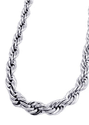 White Gold Plated Mens Solid Rope Chain