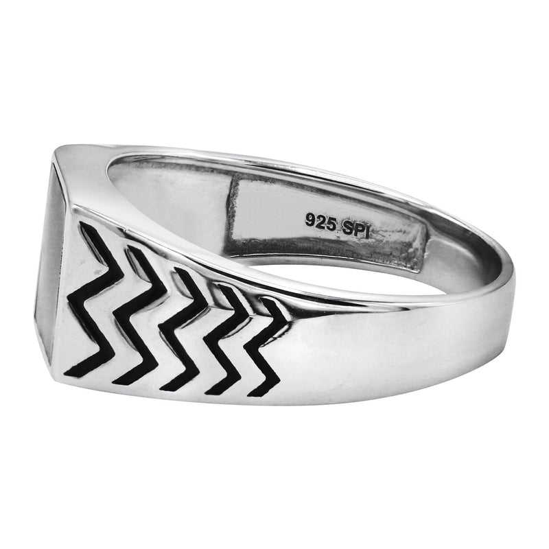 Mens Silver Signet Onyx Ring | Appx 5.4 Grams