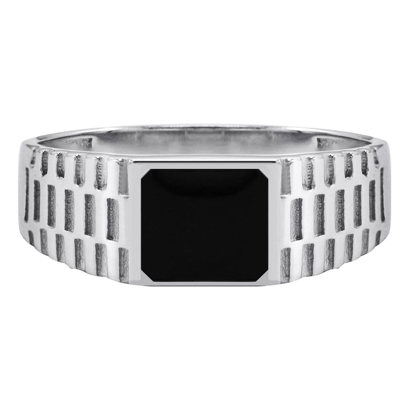 Mens Silver Onyx Ring | Appx 3.9 Grams