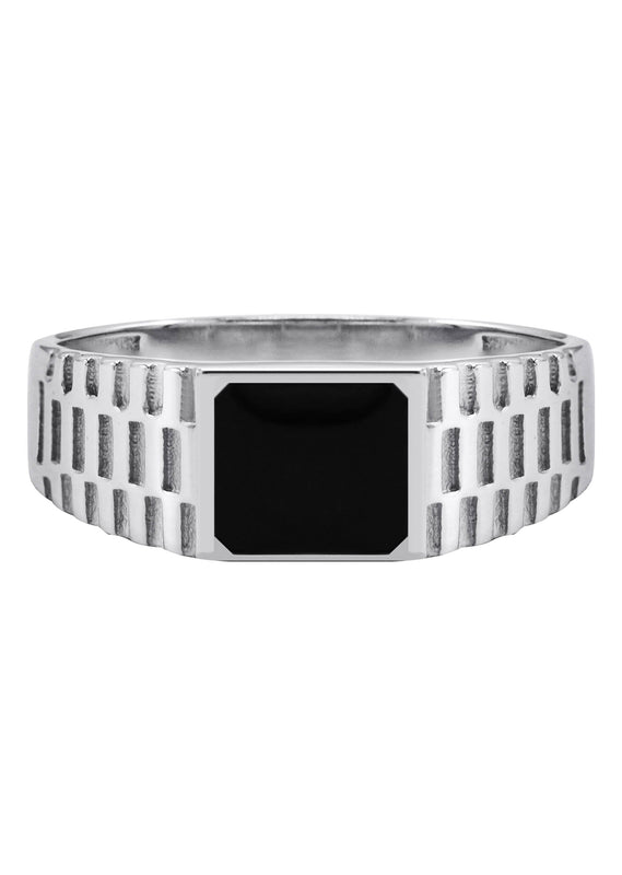Mens Silver Onyx Ring | Appx 3.9 Grams