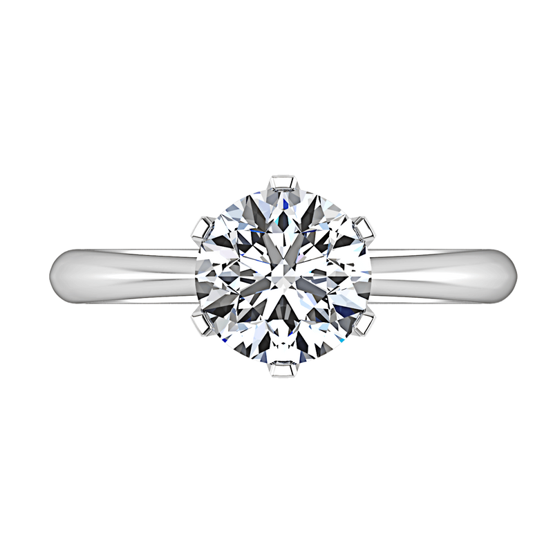 Round Diamond Solitaire Engagement Ring Tresa 14K White Gold