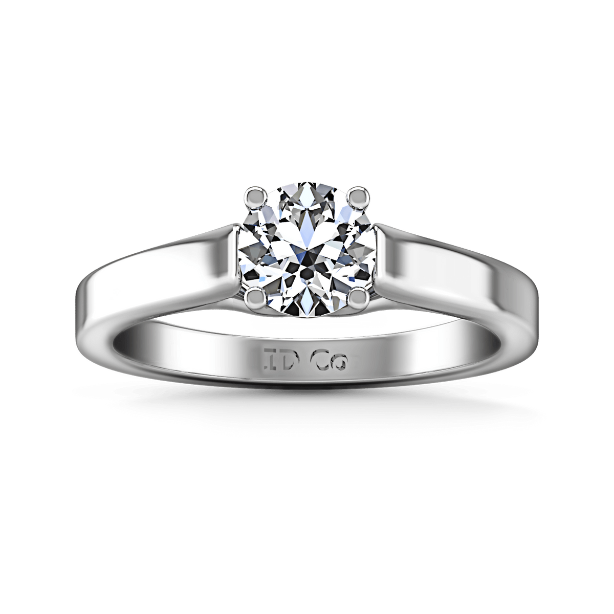 Round Diamond Solitaire Engagement Ring Lyric Modern Lattice 14K White Gold