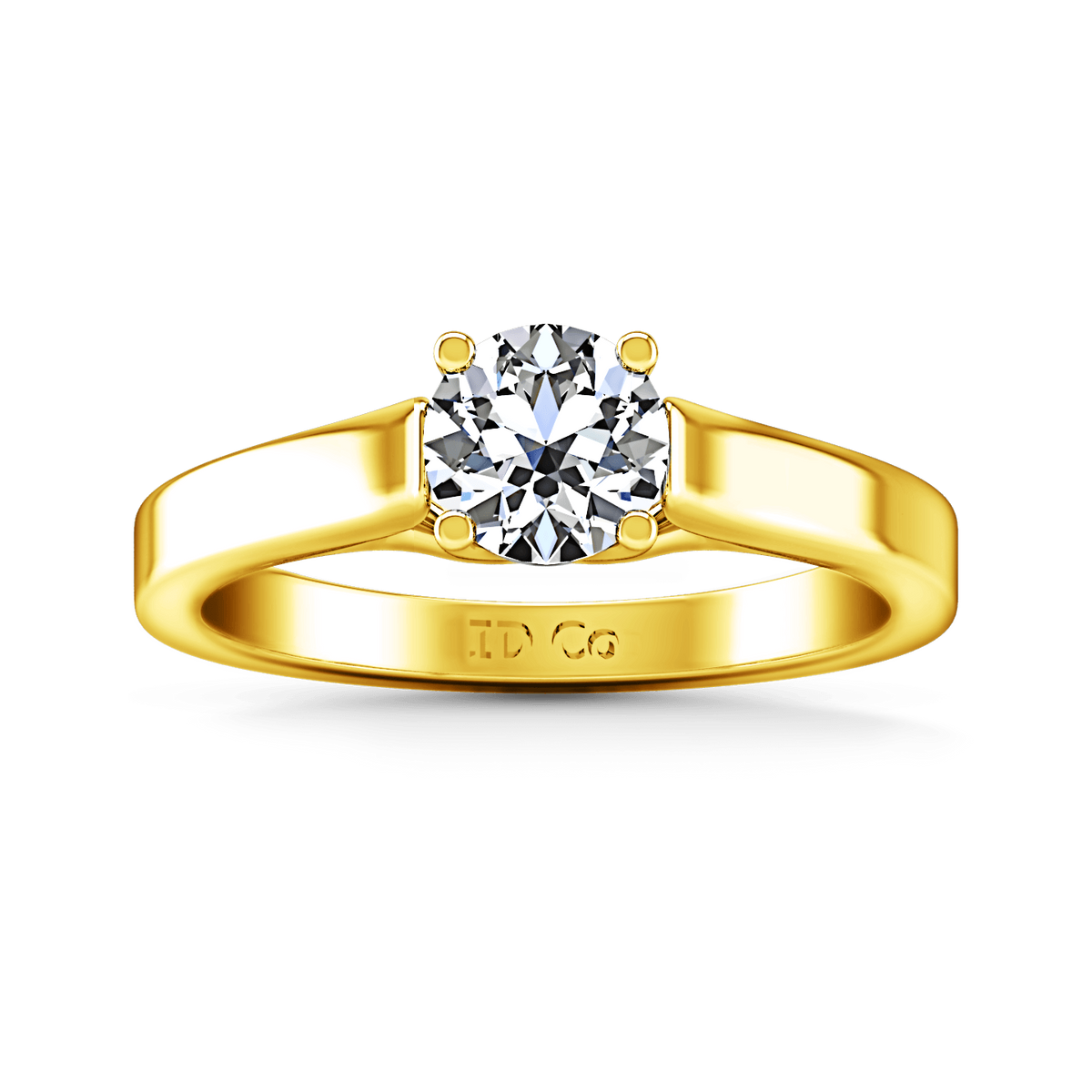 Solitaire Diamond Engagement Ring Lyric Modern Lattice 14K Yellow Gold