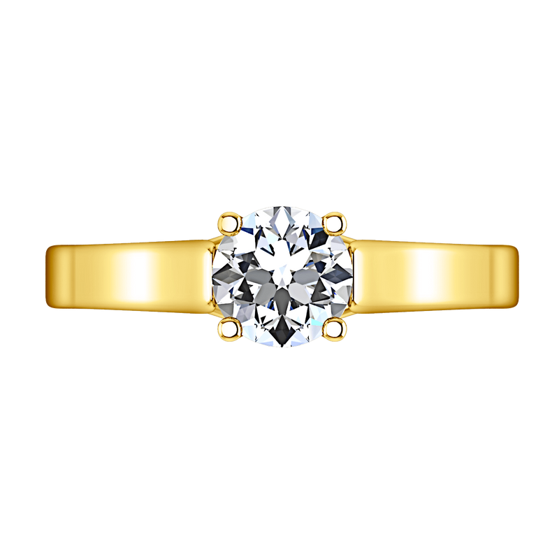 Solitaire Diamond Engagement Ring Lyric Modern Lattice 14K Yellow Gold