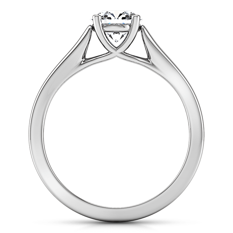 Round Diamond Solitaire Engagement Ring Lyric Modern Lattice 14K White Gold