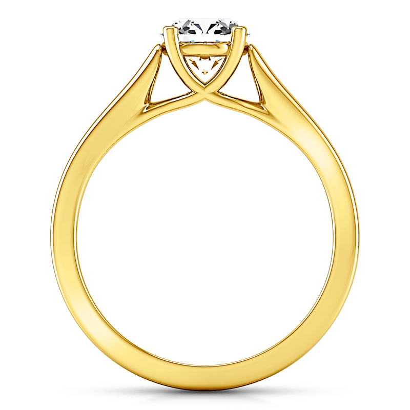 Solitaire Diamond Engagement Ring Lyric Modern Lattice 14K Yellow Gold