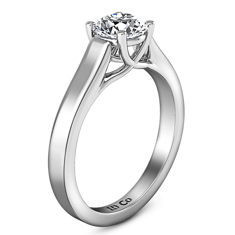 Round Diamond Solitaire Engagement Ring Lyric Modern Lattice 14K White Gold