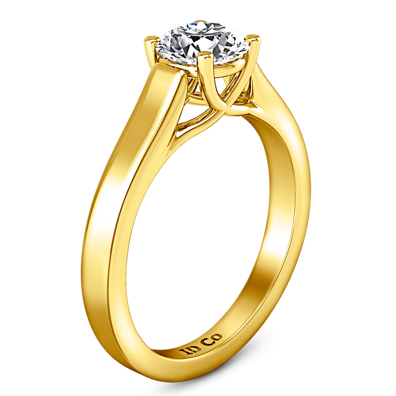 Solitaire Diamond Engagement Ring Lyric Modern Lattice 14K Yellow Gold