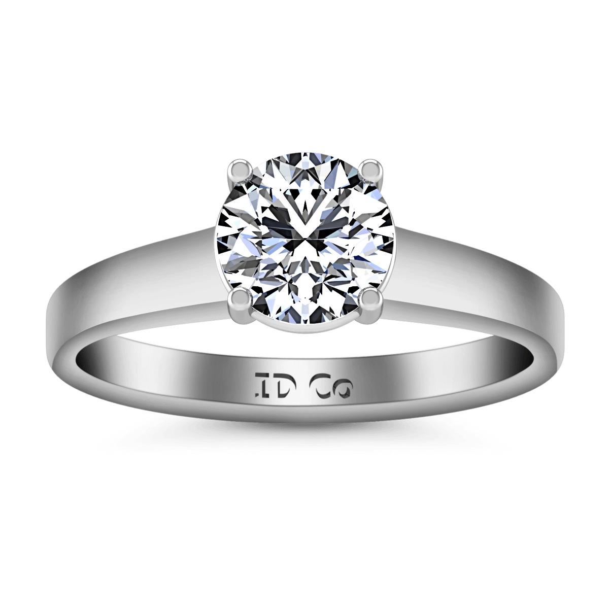 Round Diamond Solitaire Engagement Ring Valse  14K White Gold
