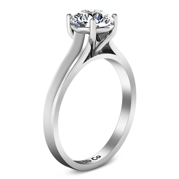 Round Diamond Solitaire Engagement Ring Valse  14K White Gold