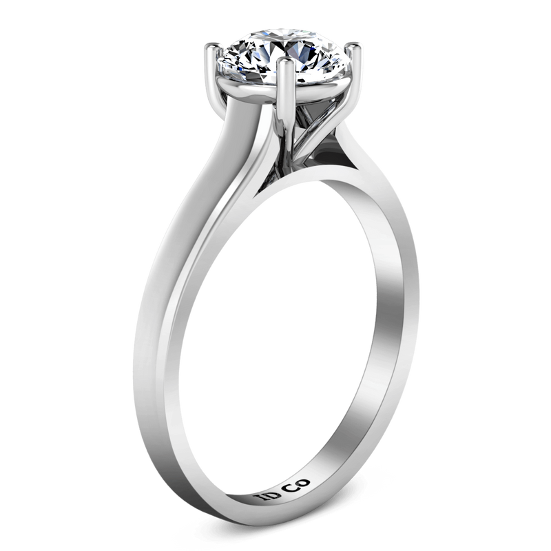 Round Diamond Solitaire Engagement Ring Valse  14K White Gold
