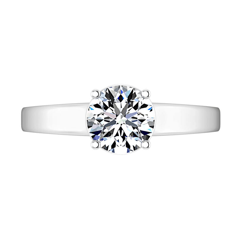 Round Diamond Solitaire Engagement Ring Valse  14K White Gold