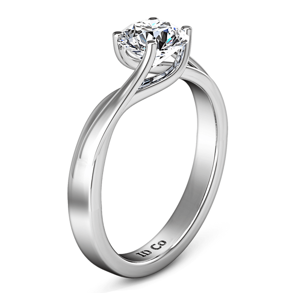 Round Diamond Solitaire Engagement Ring Laurel 14K White Gold