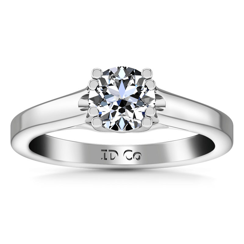 Round Diamond Solitaire Engagement Ring Royale Lattice 14K White Gold