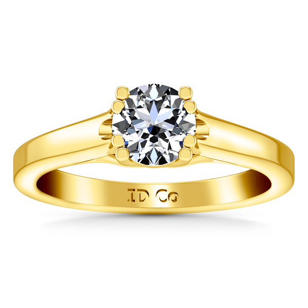 Solitaire Diamond Engagement Ring Royale Lattice 14K Yellow Gold