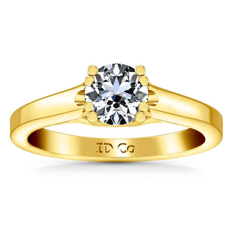 Solitaire Diamond Engagement Ring Royale Lattice 14K Yellow Gold