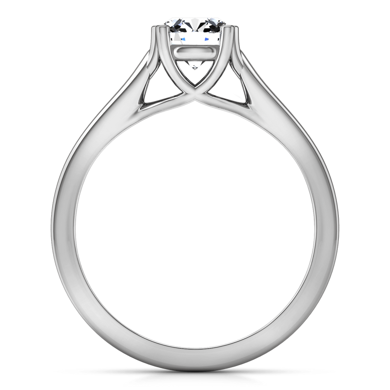 Round Diamond Solitaire Engagement Ring Royale Lattice 14K White Gold