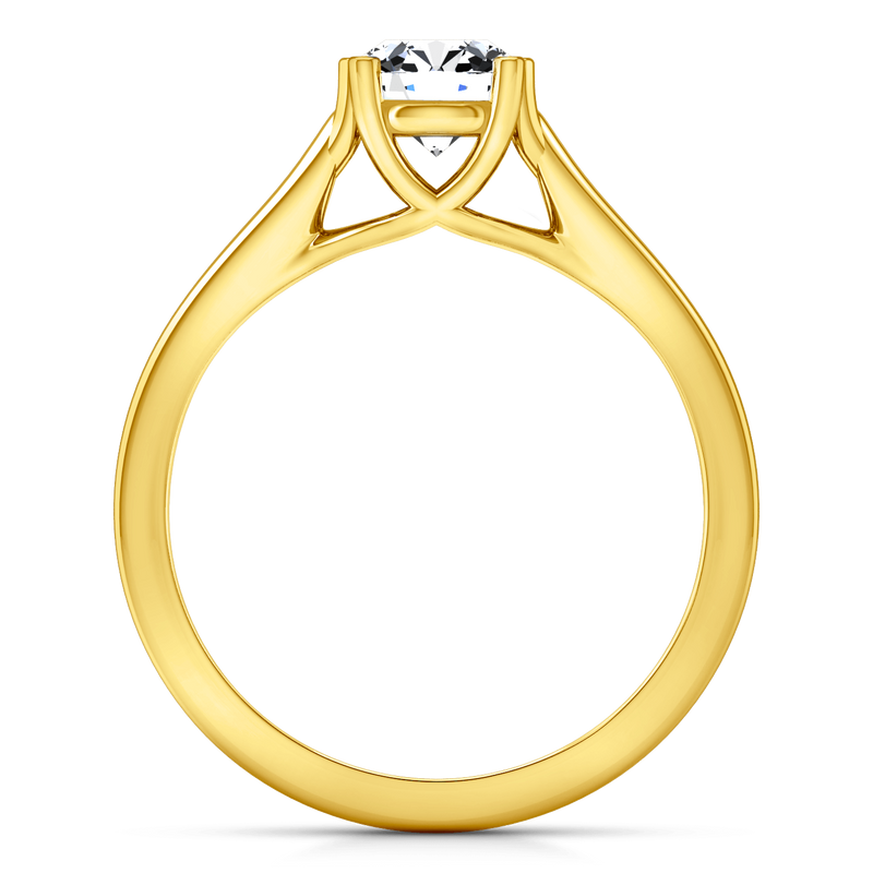 Solitaire Diamond Engagement Ring Royale Lattice 14K Yellow Gold