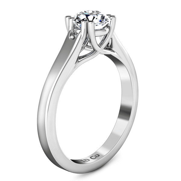Round Diamond Solitaire Engagement Ring Royale Lattice 14K White Gold