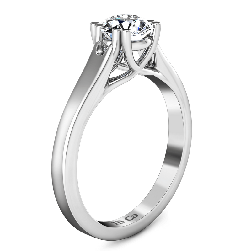 Round Diamond Solitaire Engagement Ring Royale Lattice 14K White Gold