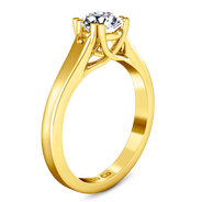 Solitaire Diamond Engagement Ring Royale Lattice 14K Yellow Gold