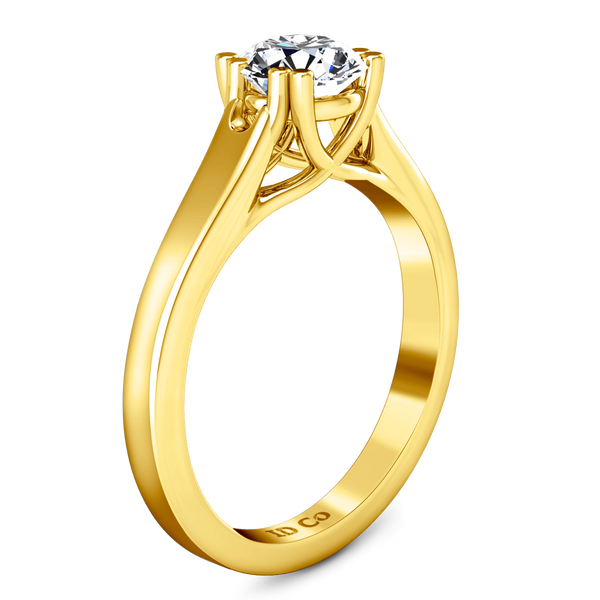 Solitaire Diamond Engagement Ring Royale Lattice 14K Yellow Gold
