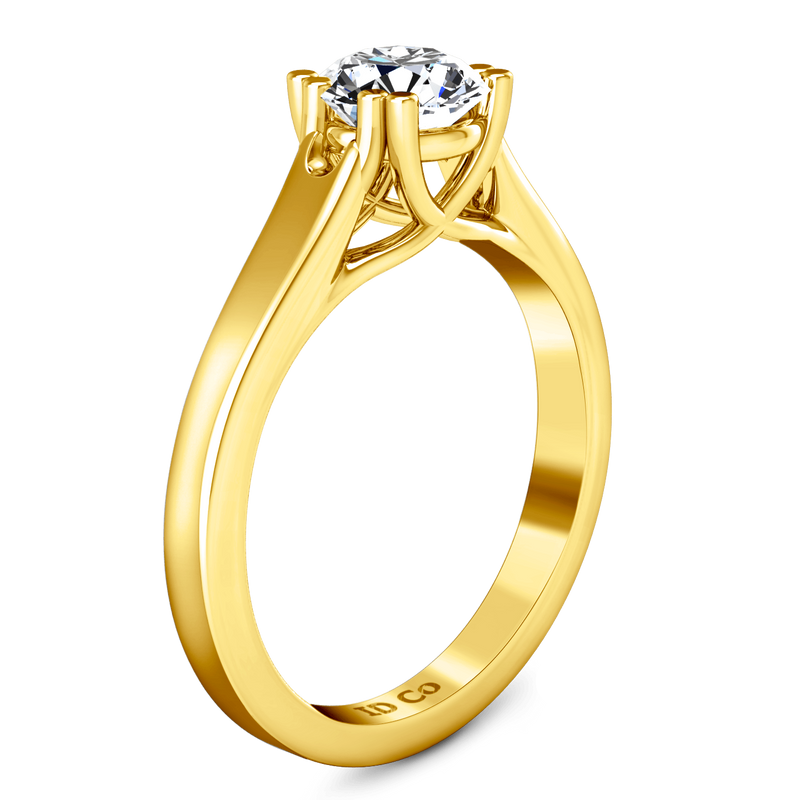 Solitaire Diamond Engagement Ring Royale Lattice 14K Yellow Gold