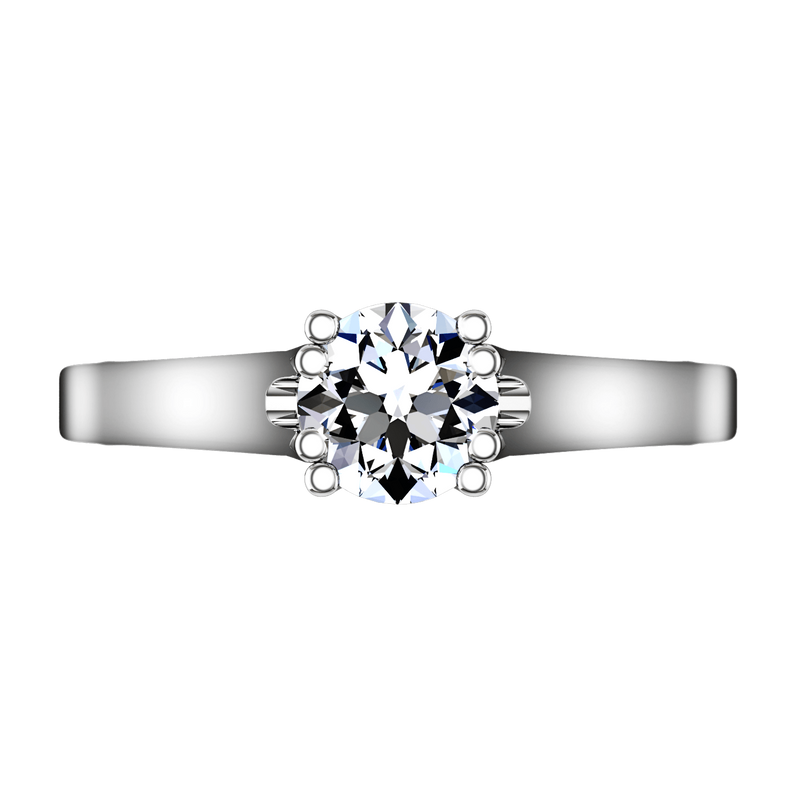 Round Diamond Solitaire Engagement Ring Royale Lattice 14K White Gold