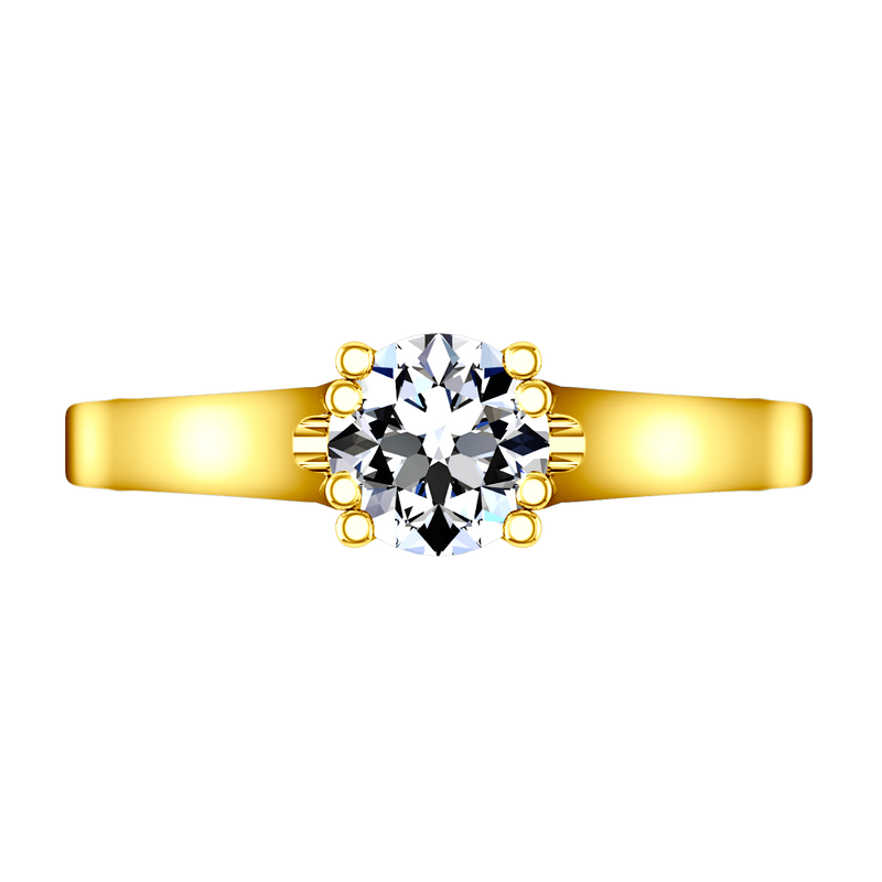 Solitaire Diamond Engagement Ring Royale Lattice 14K Yellow Gold