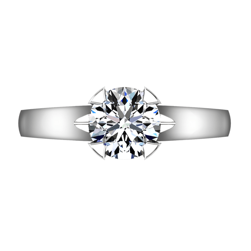 Round Diamond Solitaire Engagement Ring Luna 14K White Gold