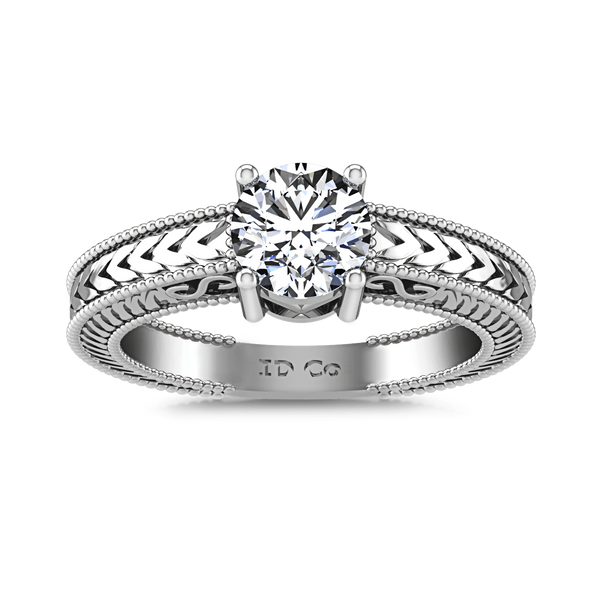 Round Diamond Solitaire Engagement Ring Kensington 14K White Gold