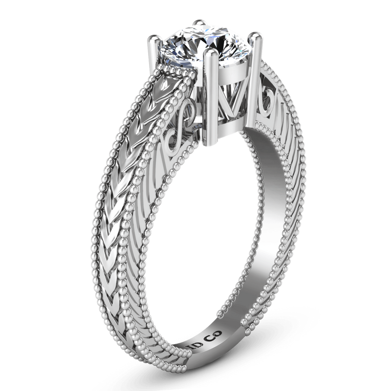 Round Diamond Solitaire Engagement Ring Kensington 14K White Gold